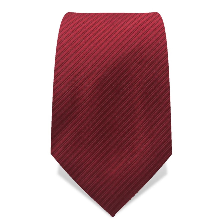 Krawatte 8,5 cm Uni, Feine gewebte Streifen, Rubin-Rot