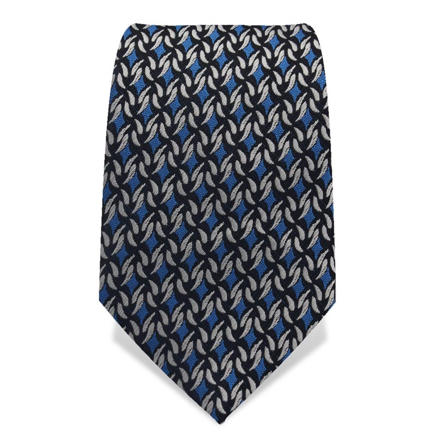 Krawatte 7,5 cm Feines klassisches Muster, Nachtblau / Blau / Weiß
