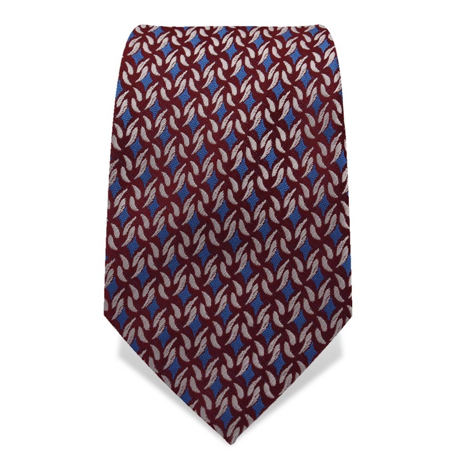 Krawatte 7,5 cm Feines klassisches Muster, Rot-Braun / Blau / Weiß