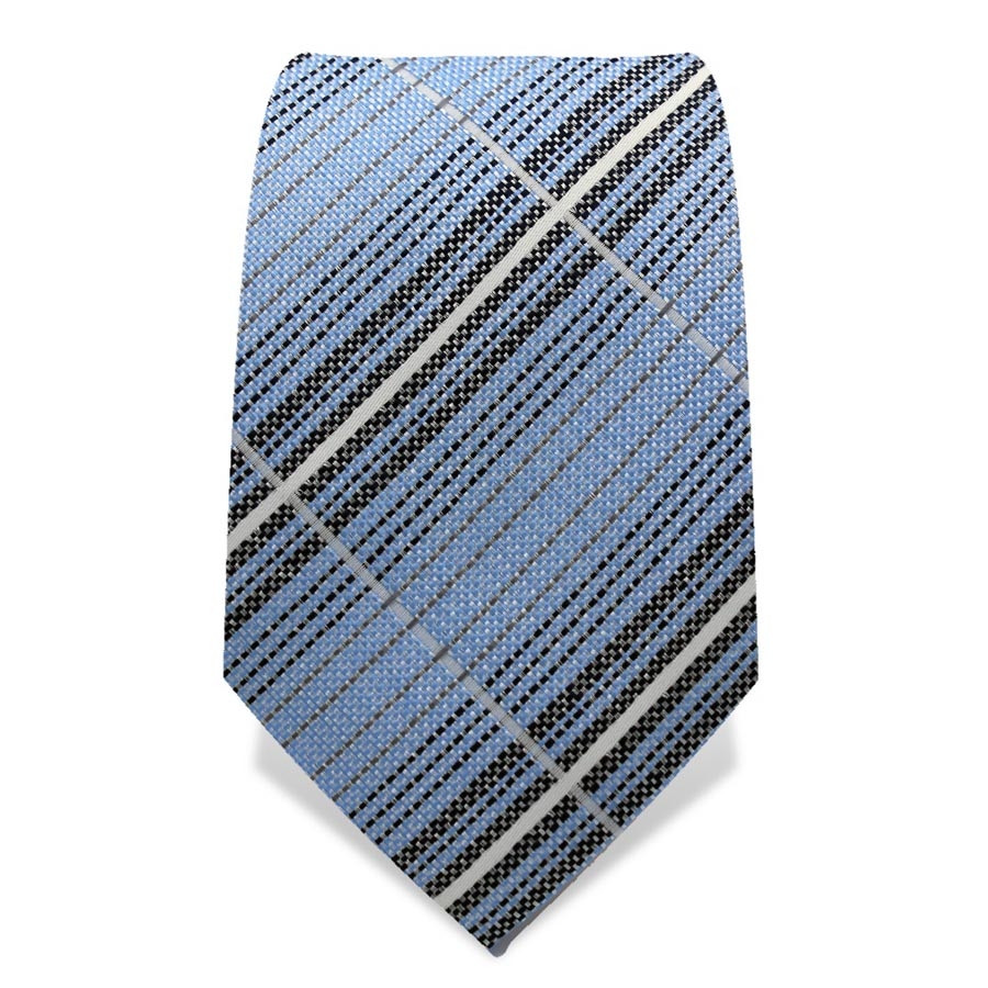 Krawatte 7,5 cm Artist Streifen II, Hellblau / Weiß / Braun