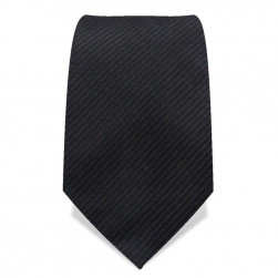 Krawatte 8,5 cm Uni, Feine gewebte Streifen, Schwarz