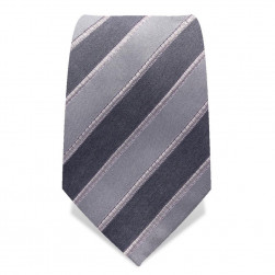 Krawatte 8,5 cm Streifen, Silber-Grau / Grau