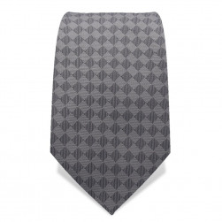 Krawatte 7,5 cm Uni Feines Webmuster Quadrat, Grau