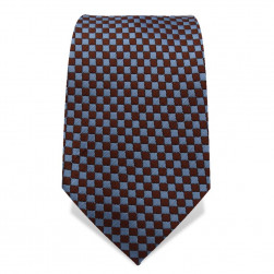 Krawatte 7,5 cm Kleinkaro (Checker), Braun / Hellblau