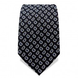 Krawatte 7,5 cm Gewebtes Muster, Nachtblau / Blau / Weiß