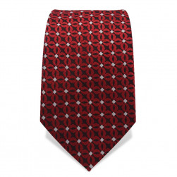 Krawatte 7,5 cm Feines Webmuster Punkte, Schwarz / Rot / Weiß