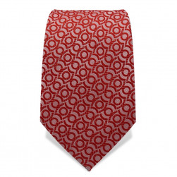 Krawatte 7,5 cm Feines Webmuster Kreismotiv, Rot / Altrosa