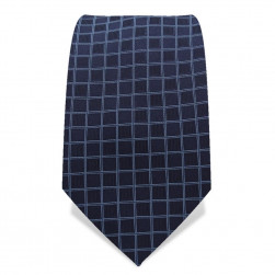 Krawatte 7,5 cm Feines Web-Karo, Dunkelblau / Hellblau