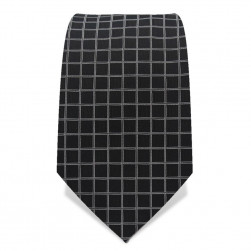 Krawatte 7,5 cm Feines Web-Karo, Schwarz / Weiß