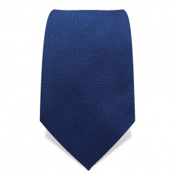 Krawatte 7,5 cm Uni Gewebte breite Streifen 'Fischgrät' (schmal), Mittel-Blau