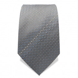 Krawatte 7,5 cm Feines Punktemuster, Silber-Grau / Hellblau / Weiß