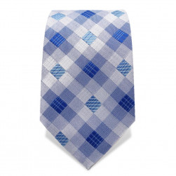Krawatte 7,5 cm Artist Muster Karo, Blau / Weiß