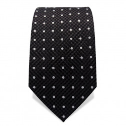 Krawatte 7,5 cm Punkte, Webmuster Punkte, Schwarz / Weiß