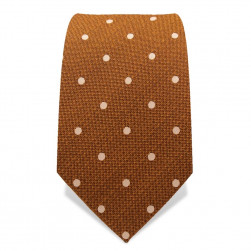 Krawatte 7,5 cm Punkte, Kupfer / Weiss