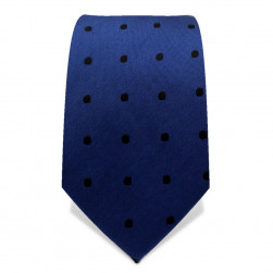 Krawatte 7,5 cm Punkte, Mittelblau / Weiß