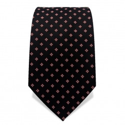 Krawatte 7,5 cm Feines Webmuster, Schwarz / Weiß / Rot