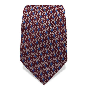 Krawatte 7,5 cm Feines klassisches Muster, Rot-Braun / Blau / Weiß