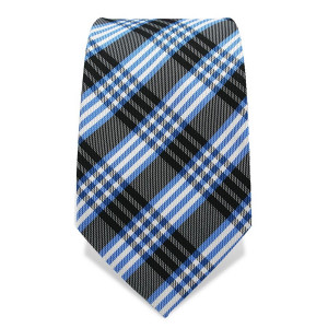 Krawatte 7,5 cm Klassisches Karo, Schwarz / Hellblau / Weiß
